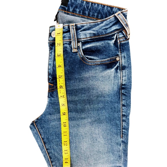 True Religion Colette Slim Straight Jeans Sz 27 Blue Raw Hem Y2K Grunge NWOT - Picture 4 of 8